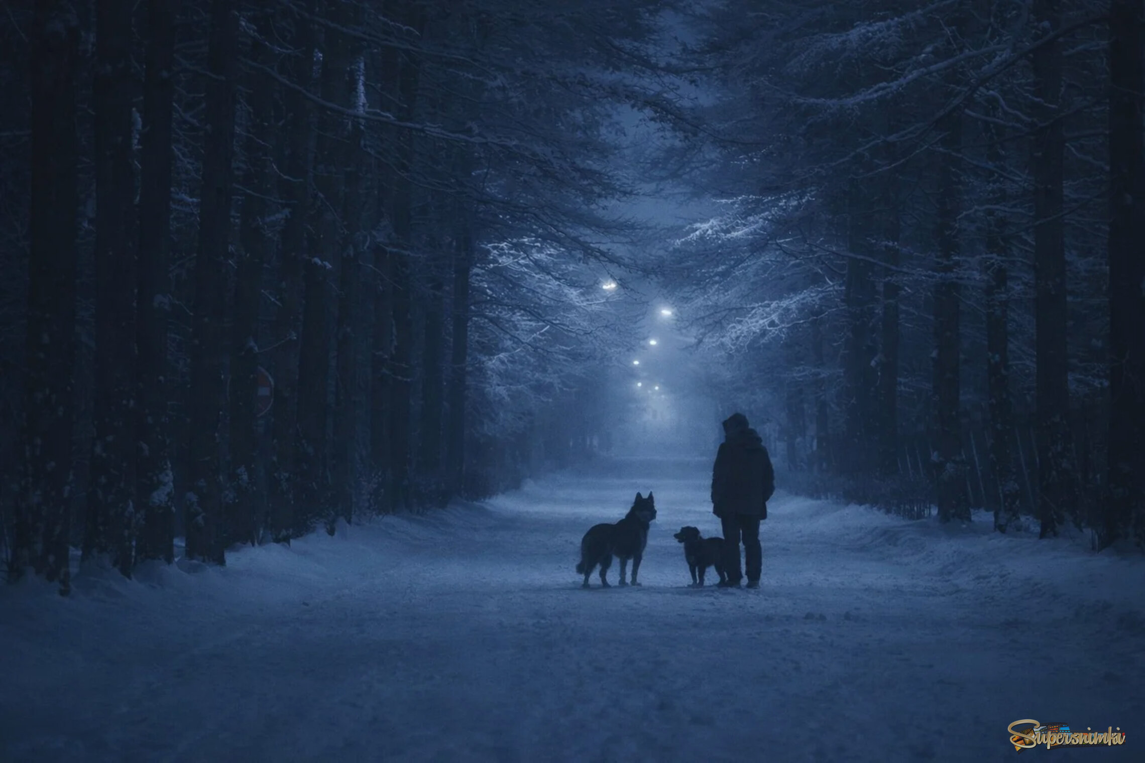 Зима. Ночь. Сокольники.